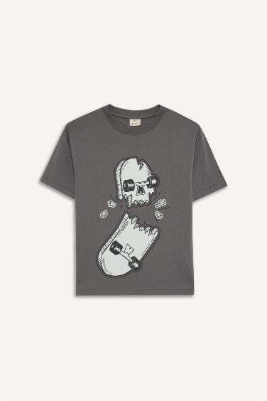 Boy Crew Neck Skateboard Printed Short Sleeve T-Shirt