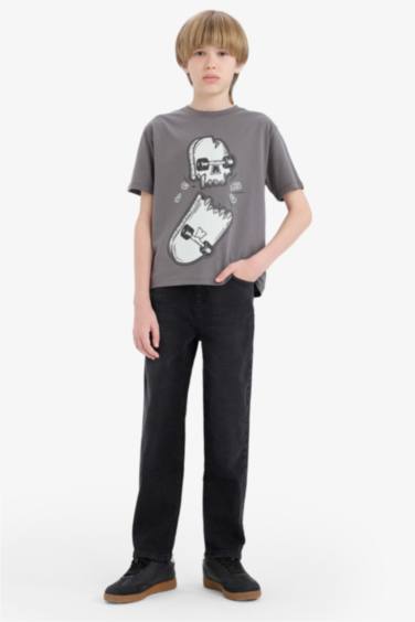 Boy Crew Neck Skateboard Printed Short Sleeve T-Shirt