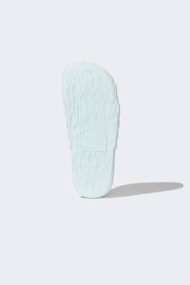 شبشب حريمي إيفا بكعب مسطح بشريط مزدوج أزرق فاتح