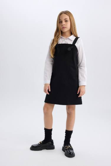 Girl Suspender Gabardine Overall Dress