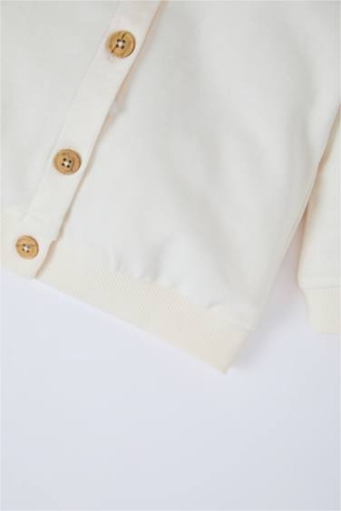 Cardigan boutonné à col en dentelle pour bébé fille