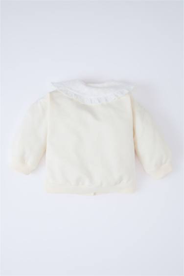 Cardigan boutonné à col en dentelle pour bébé fille