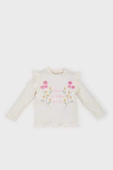 Baby Girl Regular Fit Crew Neck Floral T-Shirt