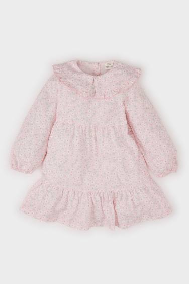 Baby Girl Large Collar Twill Floral Dress