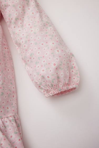 Baby Girl Large Collar Twill Floral Dress