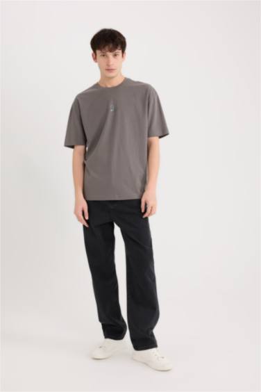 Oversize Fit Crew Neck Printed Short Sleeve T-Shirt