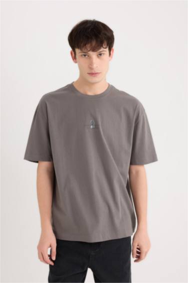 Oversize Fit Crew Neck Printed Short Sleeve T-Shirt