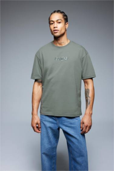 Oversize Fit Crew Neck Back Printed T-Shirt