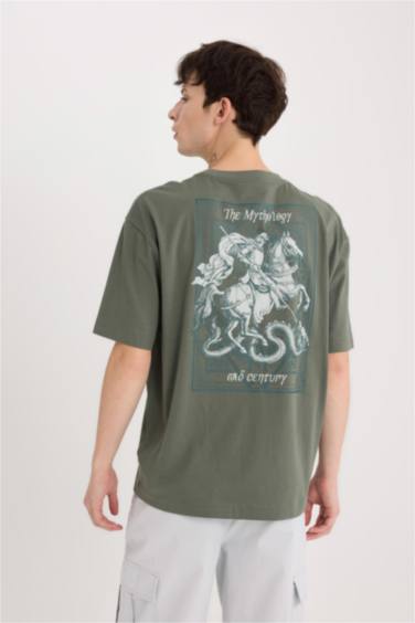 Oversize Fit Crew Neck Back Printed T-Shirt