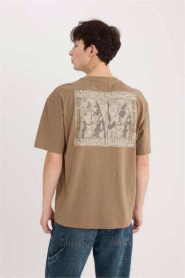 Oversiz Fit Crew Neck Back Printed T-Shirt