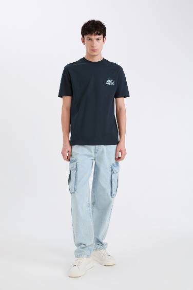 Regular Fit Crew Neck Printed Short Sleeve T-Shirt