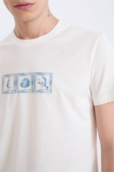 Slim Fit Crew Neck Printed Short Sleeve T-Shirt