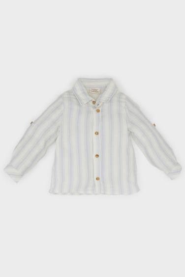 Baby Boy Shirt Collar Striped Long Sleeve Shirt