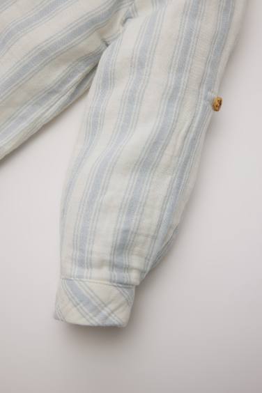 قميص ولادي مخطط ردن طويل قصة عادية