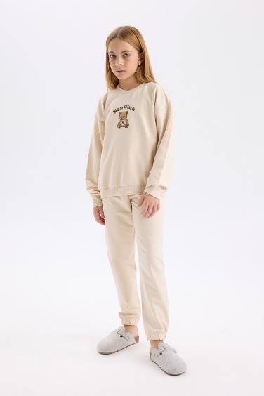 طقم بيجاما بناتي خفيف قصة عادية - قطعتين