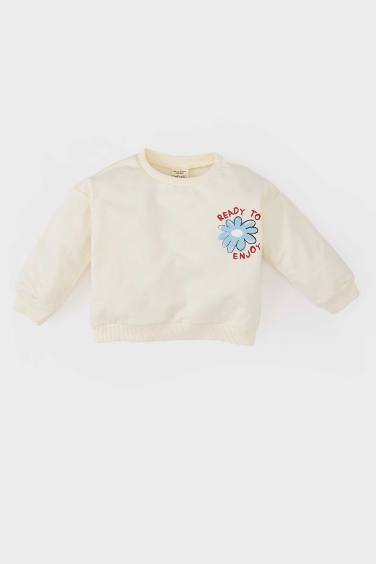 Baby Girl Regular Fit Crew Neck Floral Sweatshirt