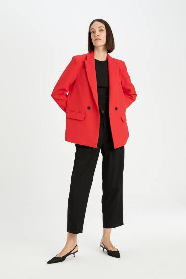 Carrot Fit Pantolon Basic Düz Siyah Cepli Yüksek Bel Kısa Paça