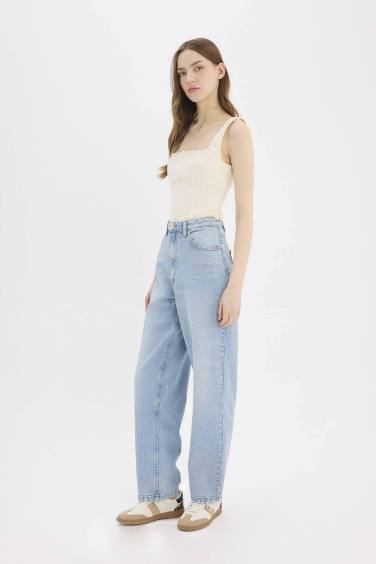 Джинсы Baggy Fit с высокой талией и эффектом варки