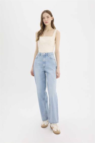 Джинсы Baggy Fit с высокой талией и эффектом варки