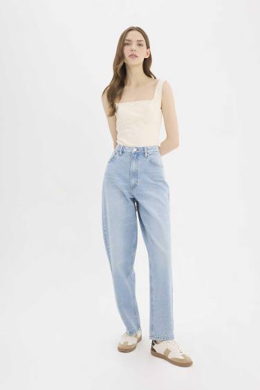 Джинсы Baggy Fit с высокой талией и эффектом варки