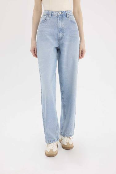 Джинсы Baggy Fit с высокой талией и эффектом варки