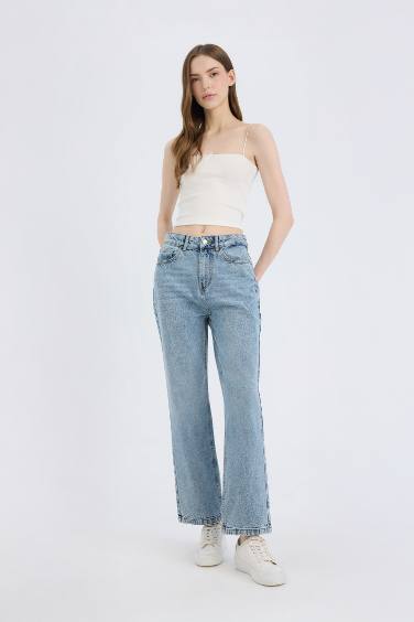 Straight Fit High Waist Ankle Length Jeans