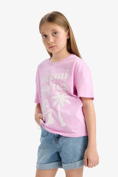 Girl Relax Fit Crew Neck Printed 2 Piece T-Shirt