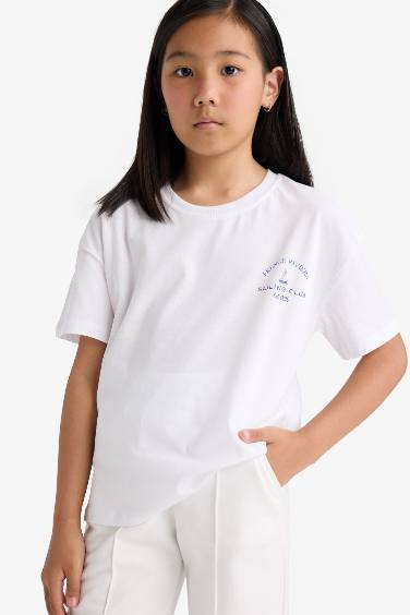 Girl Relax Fit Crew Neck 2 Piece Short Sleeve T-Shirt