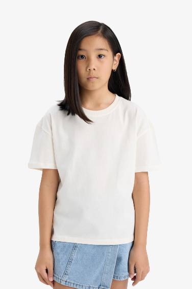 Girl Relax Fit Crew Neck Anime Printed 2 Piece T-Shirt