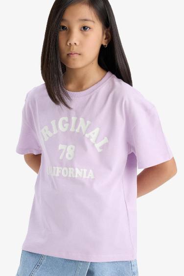 Girl Relax Fit Crew Neck Anime Printed 2 Piece T-Shirt