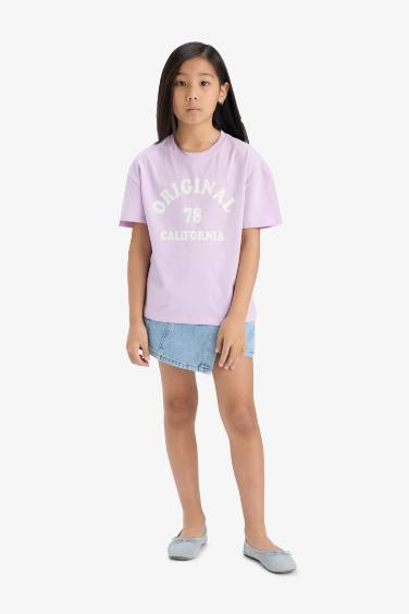 Girl Relax Fit Crew Neck Anime Printed 2 Piece T-Shirt