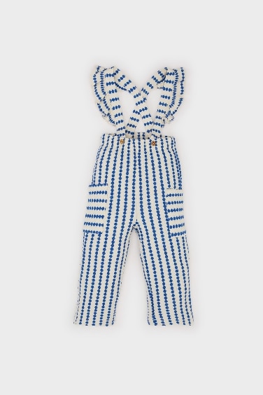 Baby Girl Patterned Pocketed Suspender Trousers