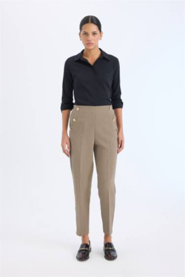 Carrot Fit Брюки с высокой талией и прямыми штанинами, с двумя карманами