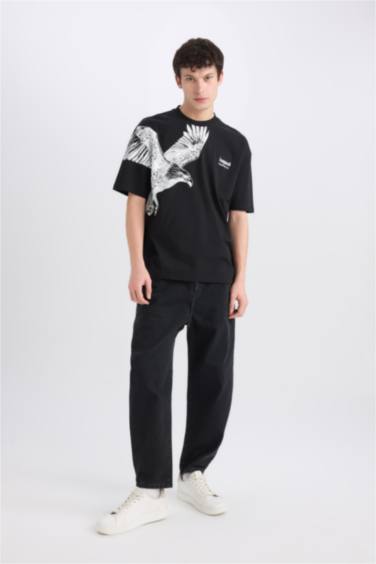 Oversize Fit Crew Neck Printed Short Sleeve T-Shirt