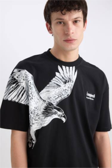 Oversize Fit Crew Neck Printed Short Sleeve T-Shirt
