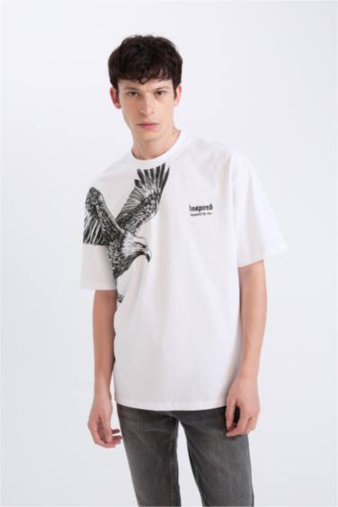Oversize Fit Crew Neck Printed Short Sleeve T-Shirt