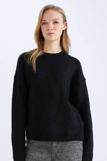 Oversize Fit Crew Neck Knitwear Pullover