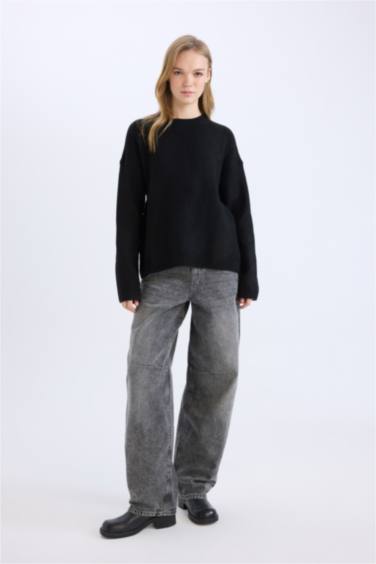 Oversize Fit Crew Neck Knitwear Pullover