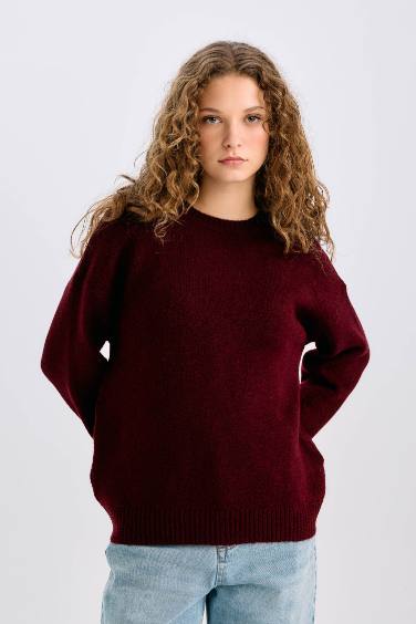 Oversize Fit Crew Neck Knitwear Pullover