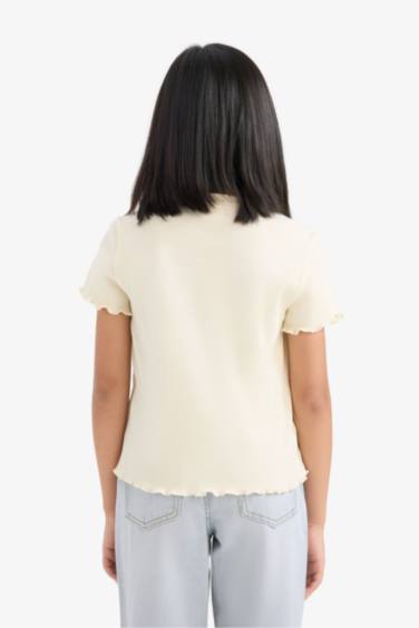 تيشيرت نص كم مضلع مطبوع سليم فيت برقبة مستديرة