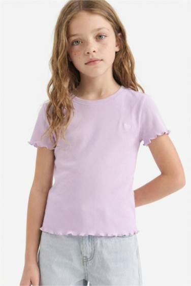 تيشيرت نص ردن مضلع بطبعة شعار سليم فيت بياخة مستديرة