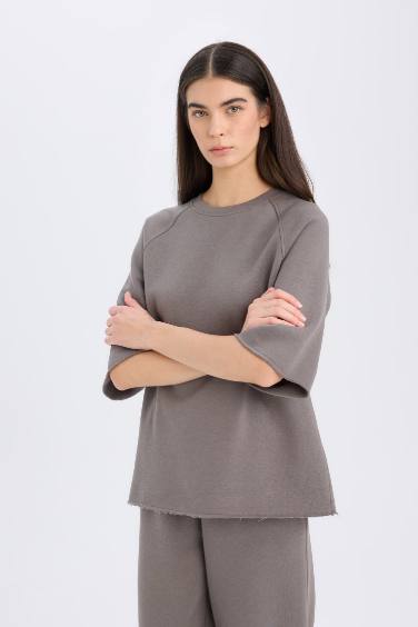 Oversize Fit Crew Neck Casual Sweatshirt
