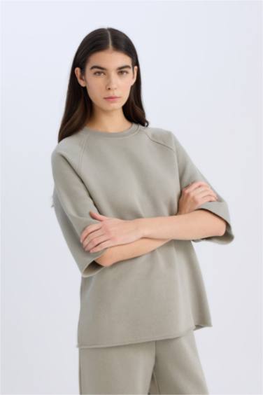 үлкен пішім дөңгелек жаға Свитер