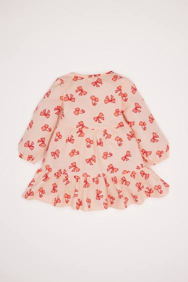 فستان بيبي بناتي فلورال من التويل كم طويل بياقة مستديرة