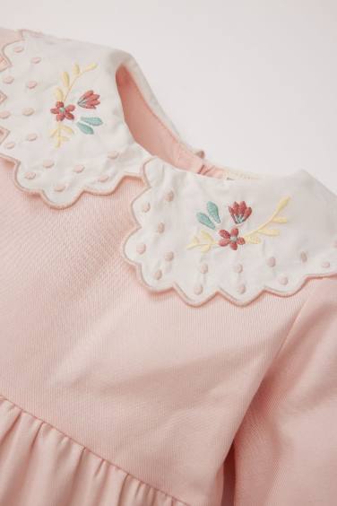 Girl Floral Long Sleeve Twill Dress