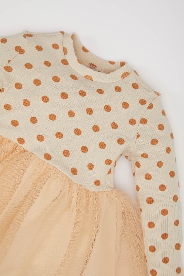 Baby Girl Floral Long Sleeve Tulle Dress