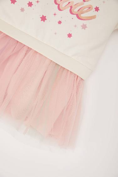 Robe Barbie en tulle à manches longues pour bébé fille