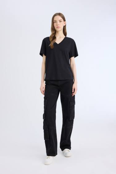 تيشيرت نص ردن بياخة V قصة عادية