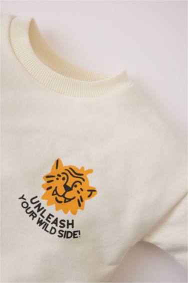 Мальчик 2-единичный Набор Круглый Вырез С Принтом Свитшот Брюки с Эластичным Поясом