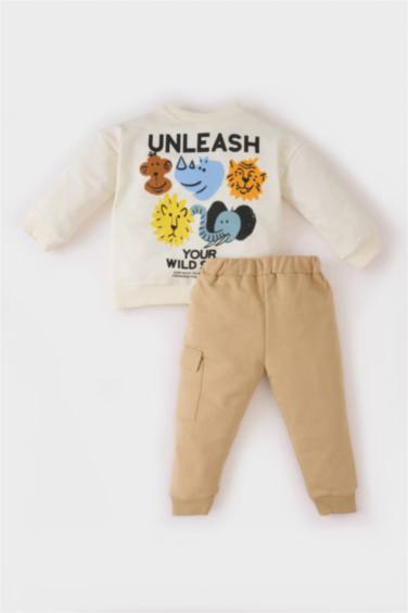 Мальчик 2-единичный Набор Круглый Вырез С Принтом Свитшот Брюки с Эластичным Поясом